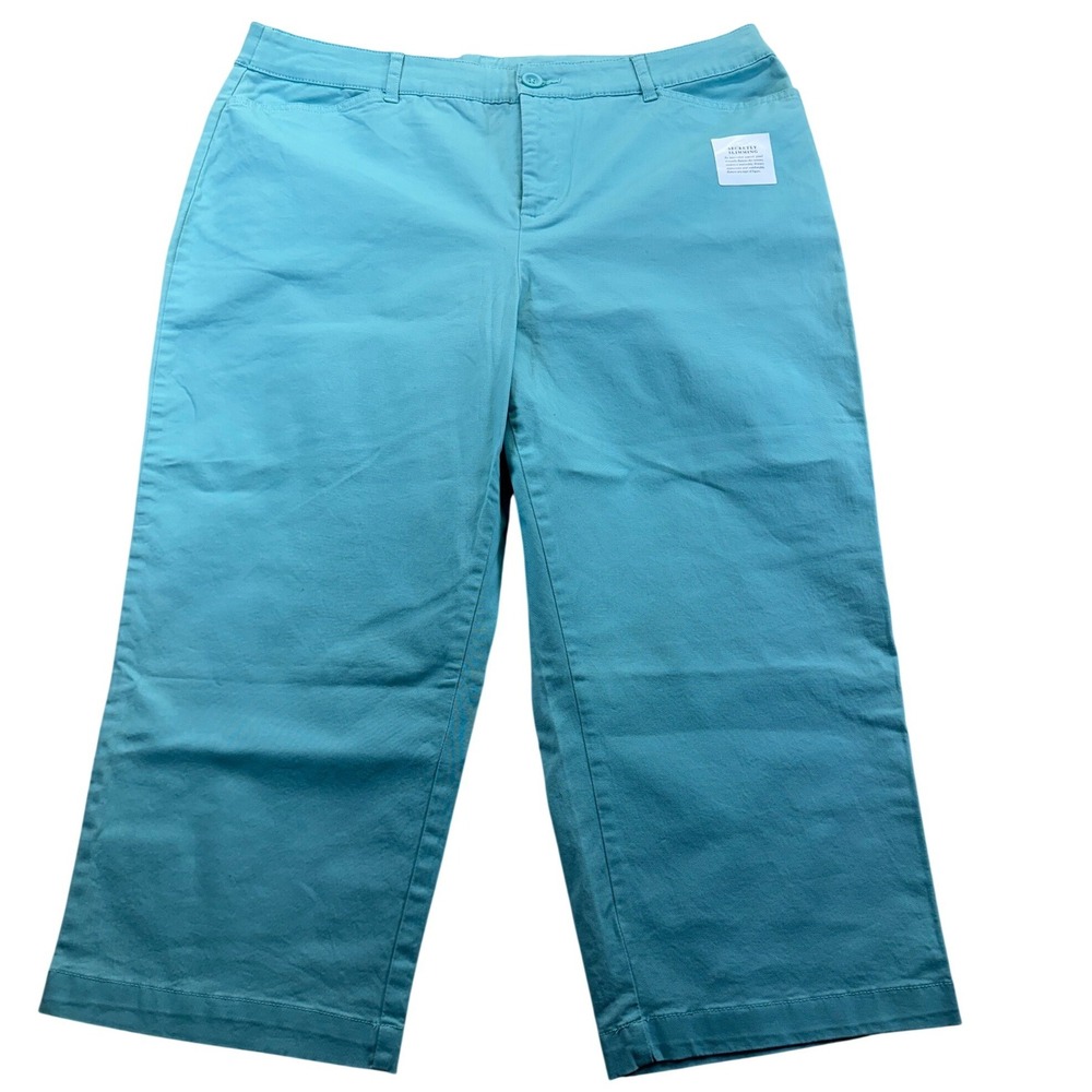 Croft & Barrow Capri Pants Womens 18 Blue Classic Fit Stretch Aqua Sky New